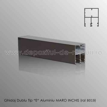 Ghidaje rulouri exterioare aluminiu aplicate duble tip “E” maro inchis ral 8019